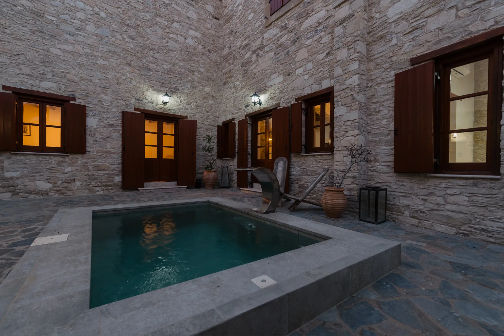 The courtyard at dusk